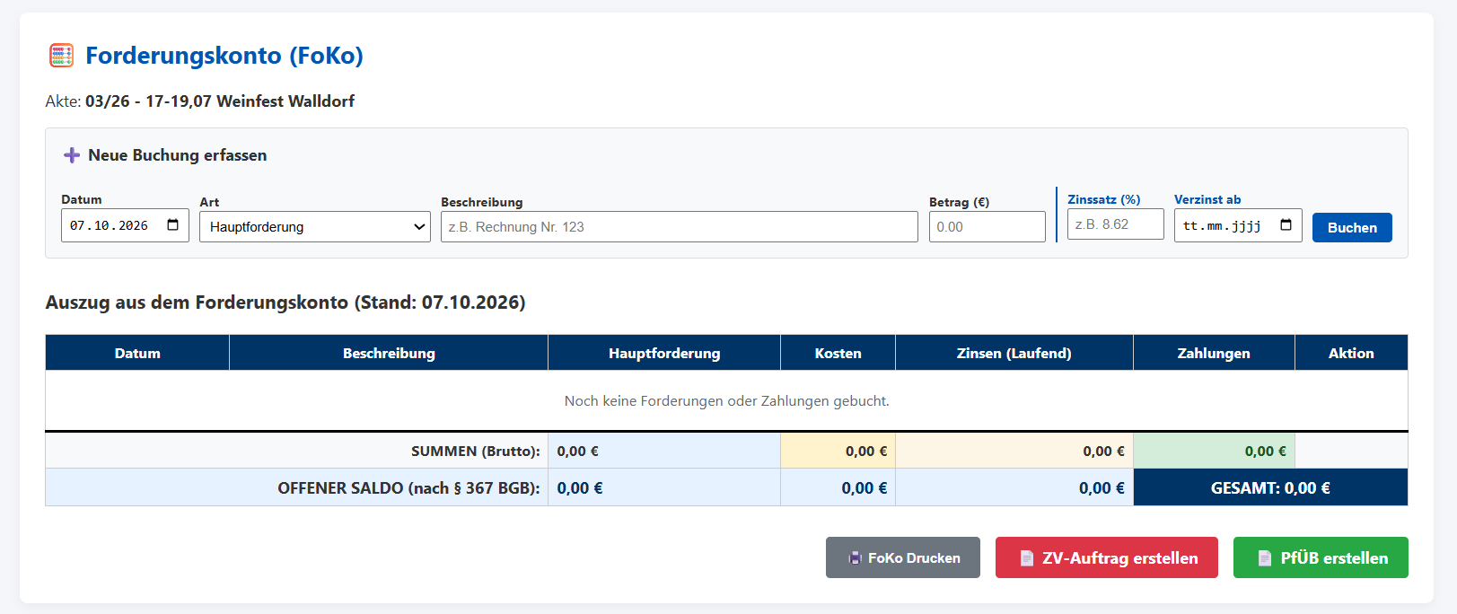 Dashboard Ansicht